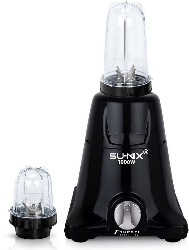 Su-mix 1000-watts Mixer Grinder with 2 Bullets Jars (530ML and 350ML) TAMG138 Mixer Grinder with 2 Bullets Jars Set 1000 Mixer Grinder (2 Jars, Black)