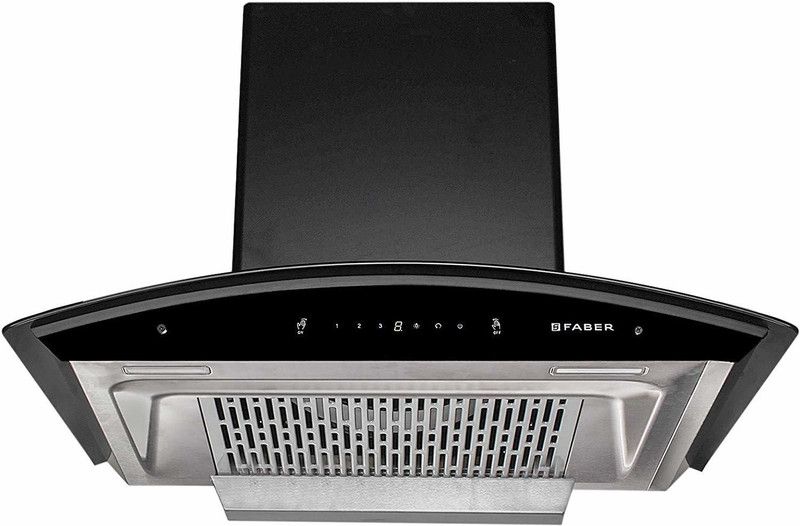 FABER HOOD CREST PLUS HC SC BK 60 Auto Clean with Powerful Suction Capacity, Filterless Technology Wall Mounted Chimney  (BK GLASS 1200 M3/HR)