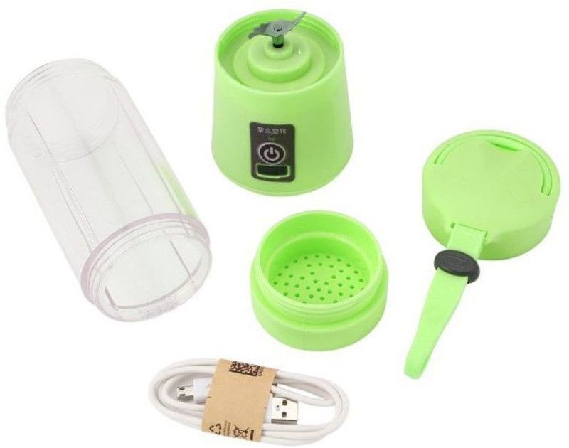 Bluebells India Portable Plastic USB Juicer Blender Bottle with USB Cable BBI0003 450 Mixer Grinder (1 Jar, Green)