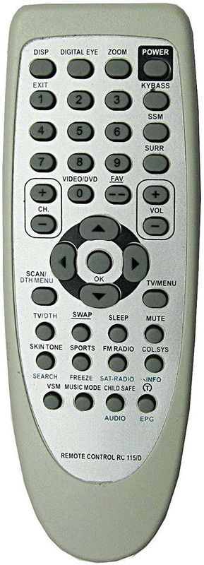 MASE Compatible Onida CRT TV D-115 Onida Remote Controller  (Matty White)