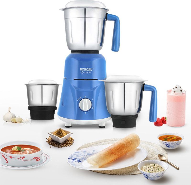 BOROSIL Star 500W Blue Mixer Grinder 500 Mixer Grinder (3 Jars, Blue)