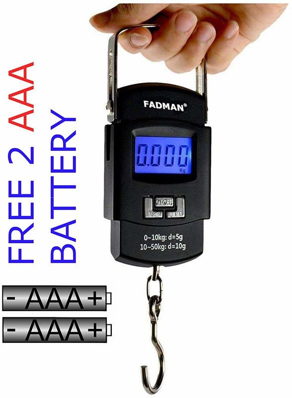 FADMAN 50 kg Hook Type Digital Led Screen Portable Luggage Type-02 FD-02 Weighing Scale  (Black)