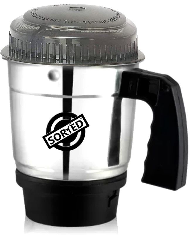 Sorted Classic SS Chutney Jar with Handle Attachment for Mixer Grinders | Heavy Base For "Bajaj,Prestige,Lifelong etc & Mixers with 2lock Masala Grinding 0 Mixer Grinder (1 Jar, White, Silver)