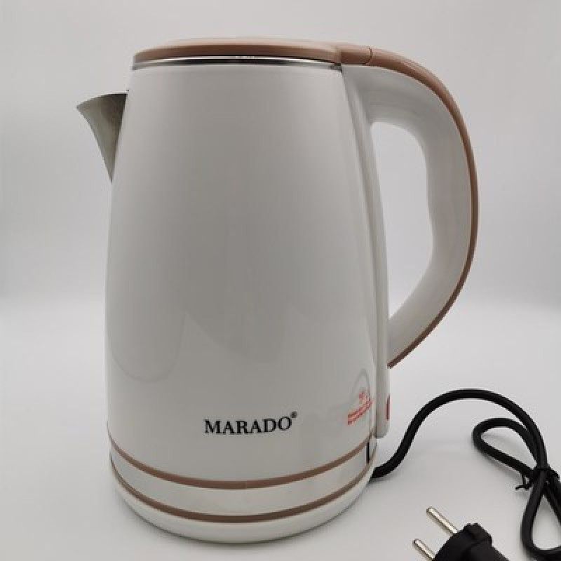 WAIT2SHOP 2.2 Litre Double Wall Kettle Stainless Steel Inner Body / Cool Touch Outer Body / Wider Mouth (White Colour) Electric Kettle  (2.2 L, White)