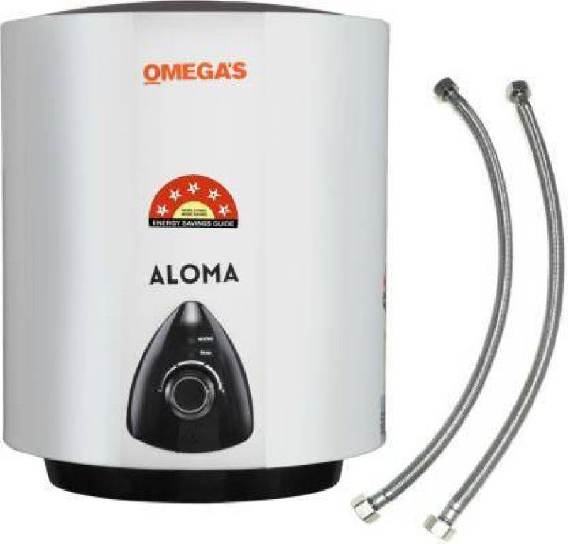 OMEGA'S 10 L Storage Water Geyser (10 L Geyser ALOMA Glass Lined (5 Star Rating), White, Black)