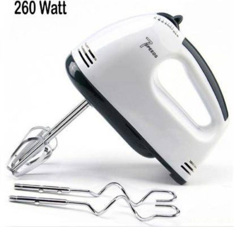 HUDABAR Hand Mixer Beater Blender Electric Cream Maker for Cakes with Base 7 Speed 260 W Electric Whisk  (White)