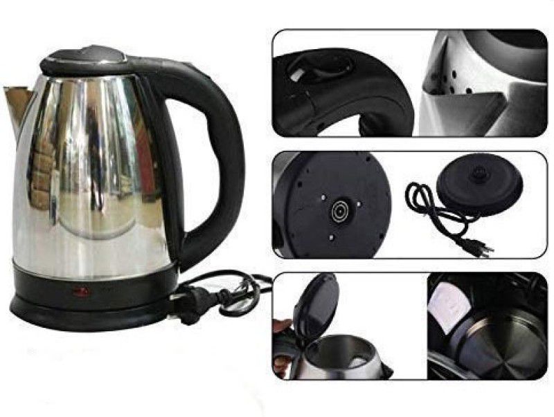 PRATYANG Good Quality Stainless Steel Electric Kettle Multipurpose Large Size Tea Coffee Maker Water Boiler with Handle Electric Kettle Multi Cooker Electric Kettle  (2 L, Silver , Black)