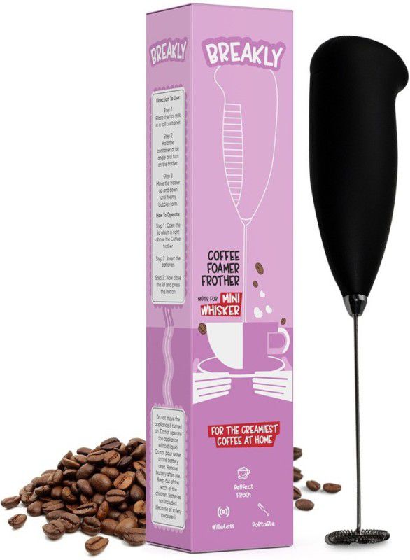 Breakly by Breakly Coffee Foamer Frother| ABS material handle| Wireless| Portable 100 W Hand Blender  (Multicolor)