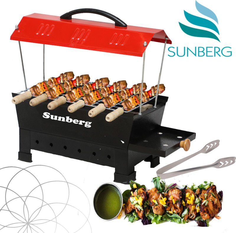 SUNBERG Electric & Non Electric Barbecue Grill & Tandoor Set (Red), Toaster Barbeque Grill Electric Grill Electric Tandoor Electric Tandoor  (Red)