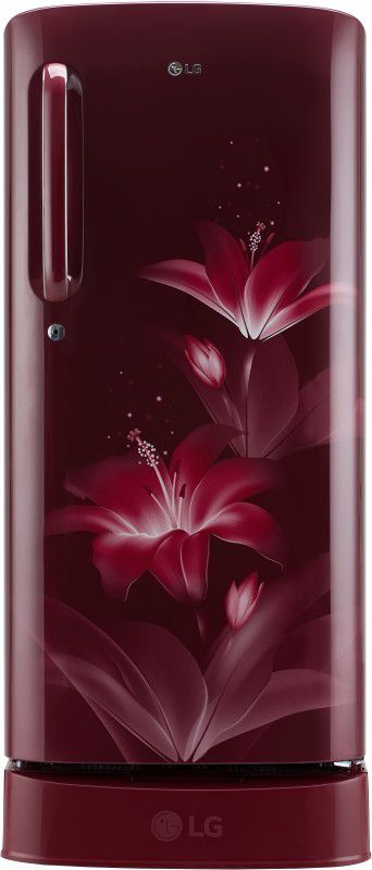 LG 190 L Direct Cool Single Door 5 Star Refrigerator with Base Drawer  (Ruby Glow, GL-D201ARGZ)