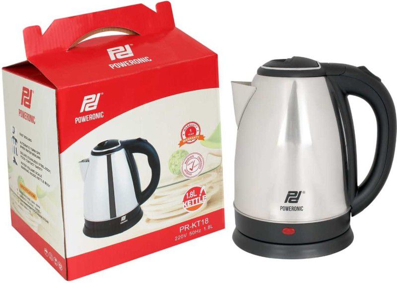 Poweronic 1.8 LTR Smart Electric Kettle Double Body Coated Automatic Stainless Steel Electric Kettle Electric Kettle (1.8 L, ) portable (shipping free) Electric Kettle  (1.8 L, Silver)