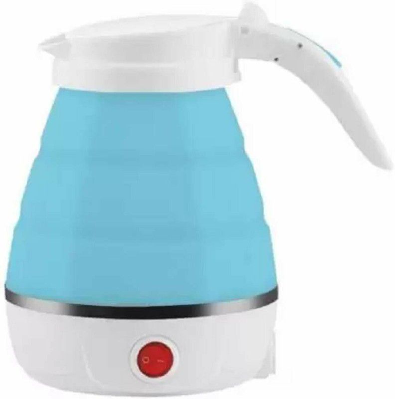rezek Travel Folding Electric Kettle, Fast Boiling, Beautiful Design Collapsible, Portable Electric Kettle, 600ml Boil Dry Protection, 100-240V Food Grade Silicone Foldable Kettle Electric Kettle  (0.6 L, BLUE)