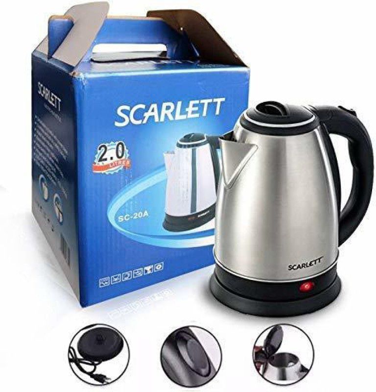 exahut Scarlet Kettle Stainless Steel Electric Kettle Beverage Maker  (2 L, Silver)