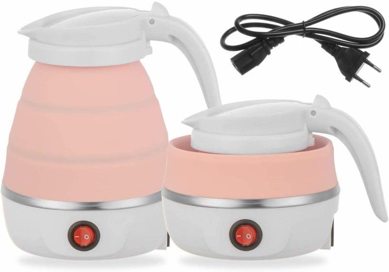 TOPREDO Travel Foldable Fast Boiling Portable Electric Kettle - Silicone Food Grade Boil Dry Protection 220V -600ML for Most Travel and Home & Office Use Electric Kettle  (0.6 L, Pink)