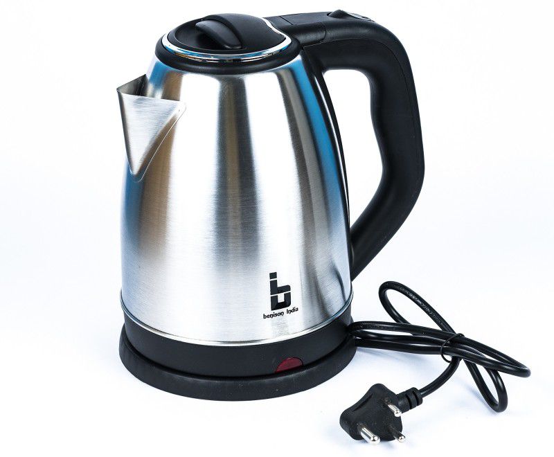BENISON INDIA 1800W Stainless Steel Anti-dry Protection Electric Auto Water Bottles Cut Off Jug Kettle Electric Kettle  (1.81 L, Silver, Black)