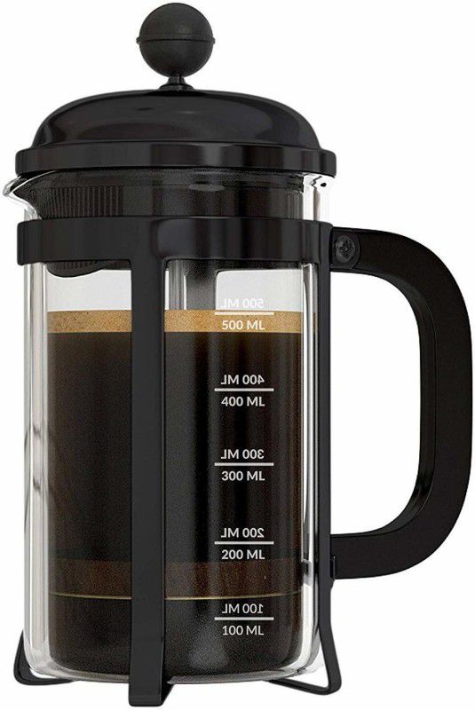 BRIGATTES French Press 500ml Superior Filter BPA Free Borosilicate Glass Carafe Heat Resis 5 Cups Coffee Maker  (Black)