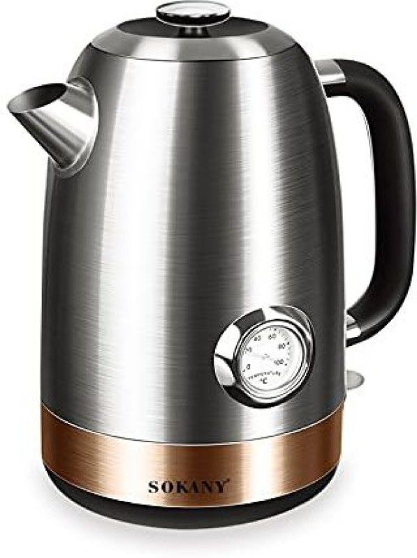 Adfresh 220-240V Electric Tea Kettle, Water Boiler & Heater, 1.7L, Cordless, Auto-Shutoff and Boil-Dry Protection, Temperature Gauge, 50/60Hz Stainless Steel Cordless Kettle 1850-2200W Electric Kettle  (1.7 L, Silver)