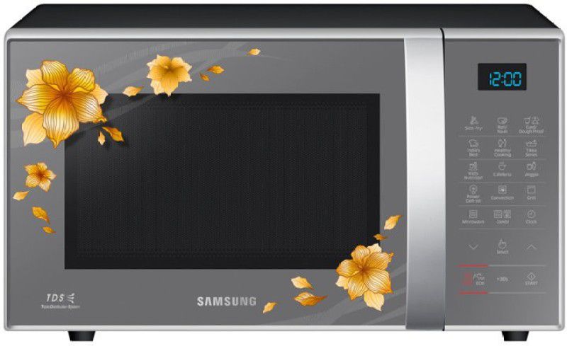 SAMSUNG 21 L Convection Microwave Oven  (CE77JD-QH, Floral Silver and Black)