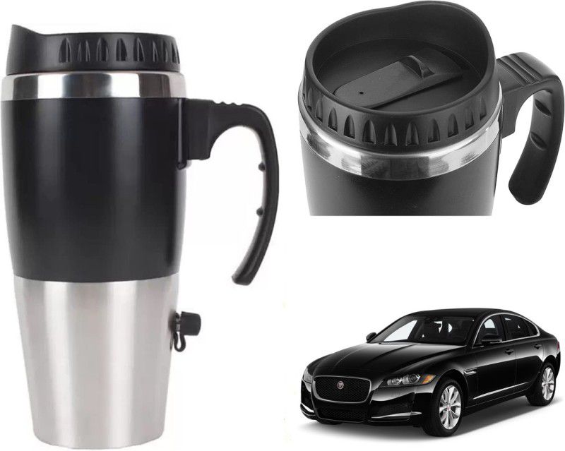Oshotto 12V Car Heating Mug with USB Cord Electric Kettle Jaguar XF/XS (500ml) Electric Kettle  (0.5 L, Black, Silver)