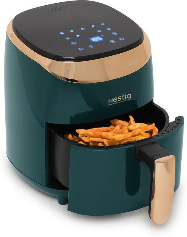 Hestia Grill Roast Bake Reheat, 1200W, SmartCrisp Technology Uses 95% Less Oil 9 Presets for Indian Cooking, 15 Recipes, User Manual, Dark Green Air Fryer  (4 L)