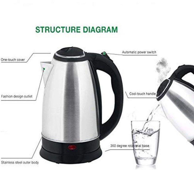 NIMYANK Hot Water Pot Electric Kettle (2 L, Silver) Beverage Maker  (2 L, Silver , Black)