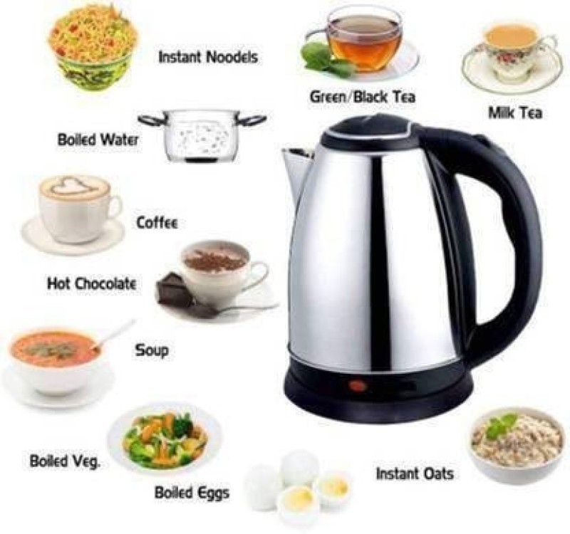 PRATYANG Stainless Steel Electric Kettle 2 L | 1500W | Superfast Boiling | Auto Shut-Off Multi Cooker Electric Kettle  (2 L, Silver , Black)