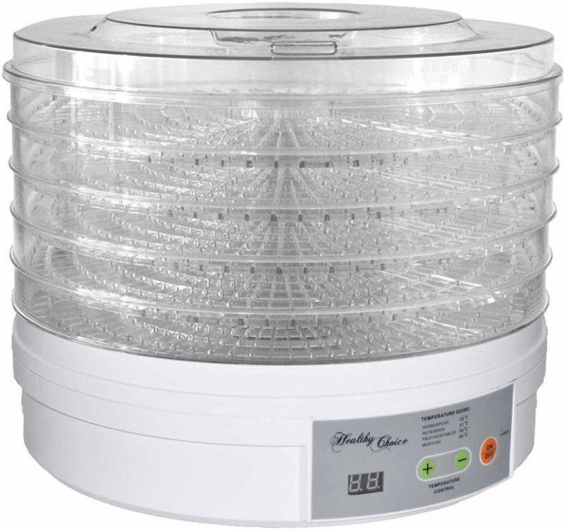 MANTAVYA Electric Food Fruit Dehydrator Machine with Adjustable Thermostat Food Steamer  (White)