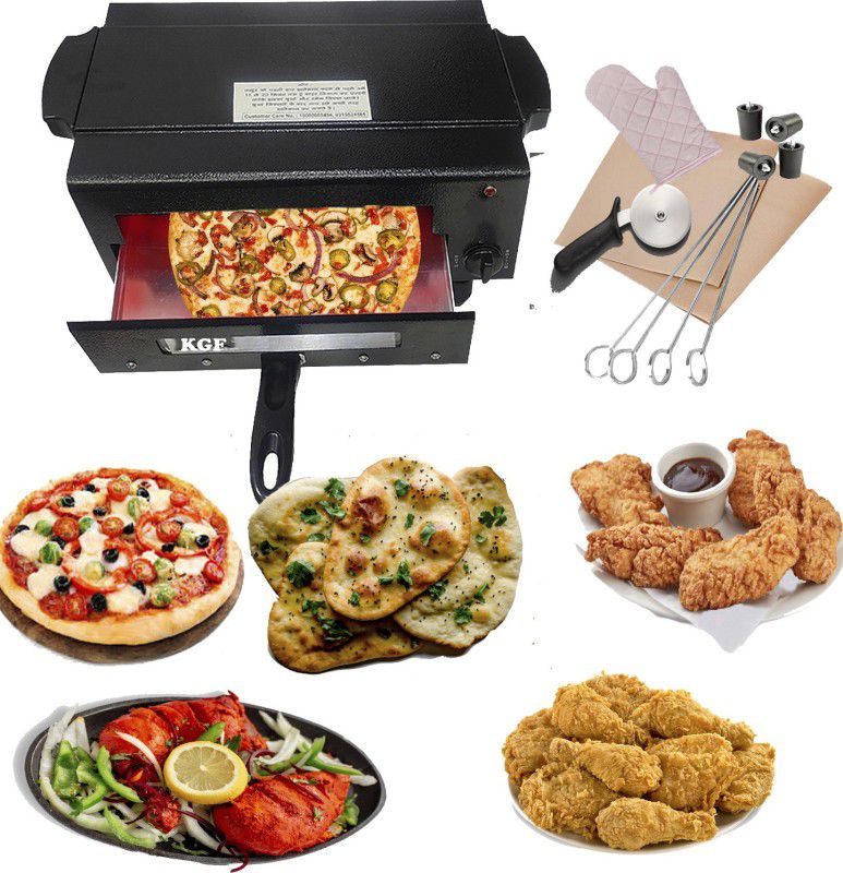 KGF 2000W Upper and Lower on/Off System Small Electric tandoor Pizza Maker Fish Chicken Tikka Naan Tandoori Roti Cake Baker French Fries Meat Barbecue Chaap Oil-free Fryer (Black)Comboo Electric Tandoor Electric Tandoor