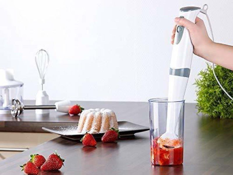 ERIZONE Hand Blender Mixer Stainless Steel Blade Portable Multifunctional Food Blender Electric Vegetable & Fruit Chopper  (1 x hand blender)