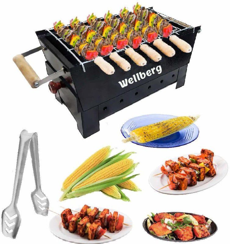 WELLBERG Charcoal Barbeque Grill with 7 Skewers Electric Tandoor