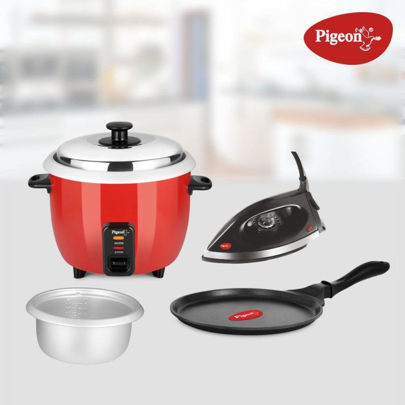 Pigeon Electric Rice cooker combo  (1 L, Red)