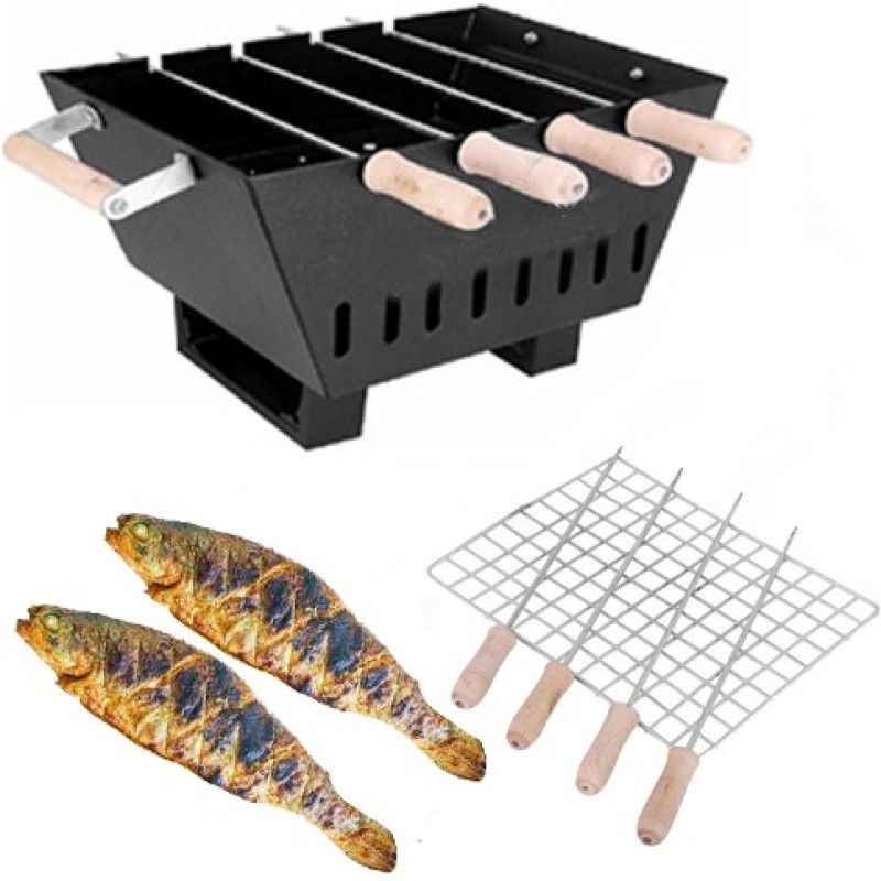 Geico master Mini Portable Barbecue HB-5467 with 4 Skewers, 1 Grill Stand Jali Electric Tandoor
