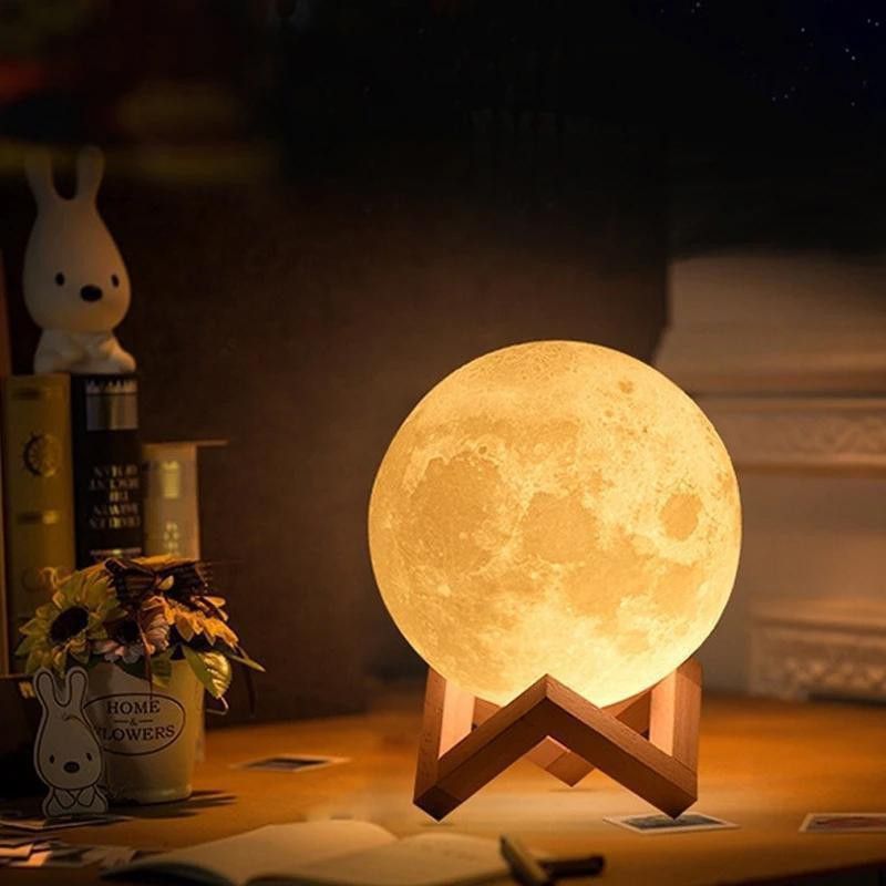 Kittmist 3D Moon Lamp India/Moon Shaped Lamp/Led Moon Lamp/Lunar Moonlight Lamp - Multi Color Table Lamp  (12 cm, Multicolor)