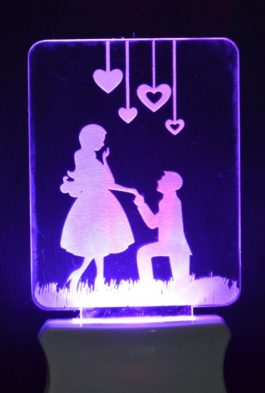 Bertram The Couple Propose 3D Illusion Night Lamp Comes with 7 Multicolor Night Lamp  (12 cm, Multicolor)