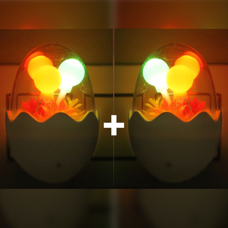 Pick Ur Needs Sensor LED Auto On/Off Colour Changing Light Oval Shape Plug-in Pack of 2 Night Lamp  (4 cm, Multicolor)