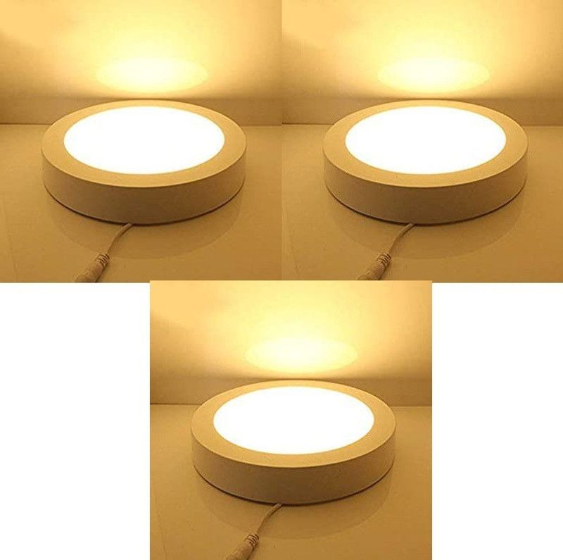 Dhija LED 7 Watt CBL Round Surface Panel Down Light Warm White ( YELLOW ) 3 Pcs Recessed Ceiling Lamp  (Yellow)