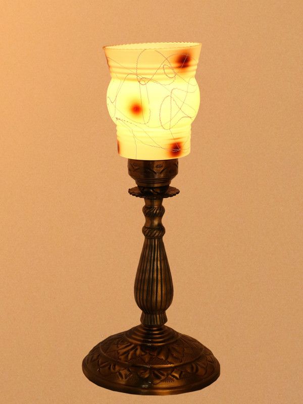 AFAST New Designer Bed Corner & Central Table Lamp With Colorful Decorative Glass And Royal Look High Quality Stand AE6 Table Lamp  (54 cm, White, Gold)
