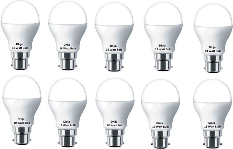 Dhija 18 W Round B22 LED Bulb  (White, Pack of 10)