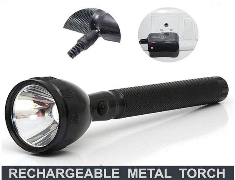 Otexlite 500M Rechargeable 2W Metal Torch Industrial Security Purpose Everyday Day Use Torchlight Torch (Black : Rechargeable) Torch  (Black, 20.7 cm, Rechargeable)