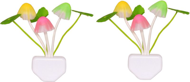 AMAPI Mushroom Multicolor LED Night Lamp (11 cm X 5 cm, Pack of 2) Night Lamp  (11 cm, Multicolor)