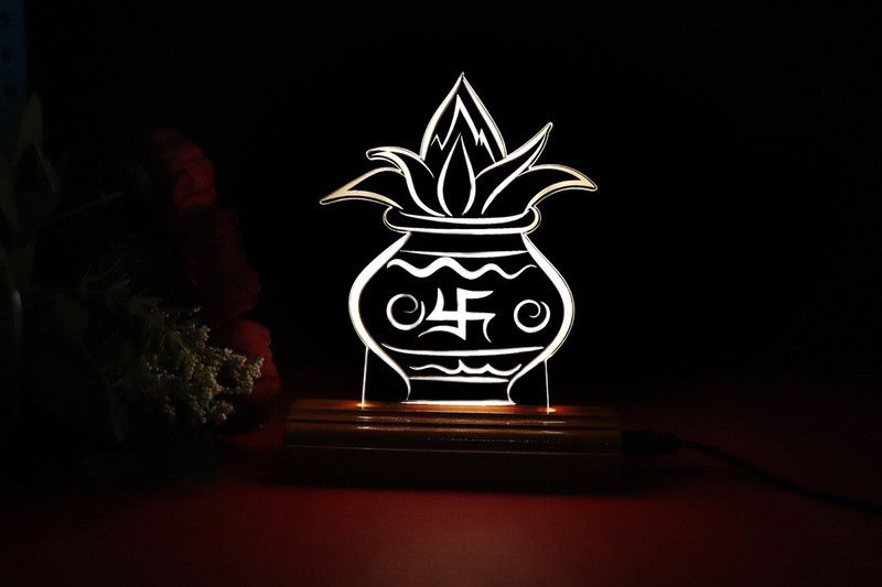 Zulka Get Your Traditions ZU_3D Kalash Nigth (wb2) 40 Table Lamp  (17 cm, Beige)