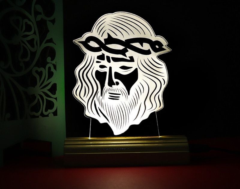 Goddess The Jesus 3D illusion Acrylic Table Lamp(Color-Cream) Table Lamp  (17 cm, Yellow)