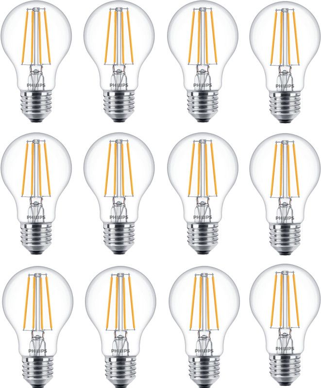 PHILIPS 7 W Decorative E27 LED Bulb  (Yellow, Pack of 12)