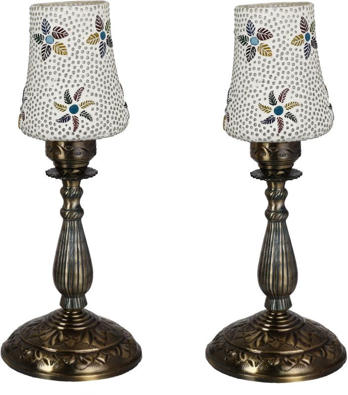 AFAST New Designer Central Table Lamp With Colorful Glass Decorative With Colorful Beads & Chips & High Quality Stand DA5 Table Lamp  (55 cm, Multicolor, Gold)