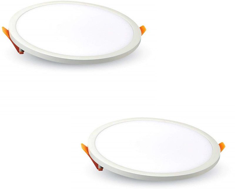 D'Mak D'Mak 22 Watt Trim less LED Round False Ceiling Panel Light with isolated LED Driver for POP (White, Pack of 02) Recessed Ceiling Lamp  (White)