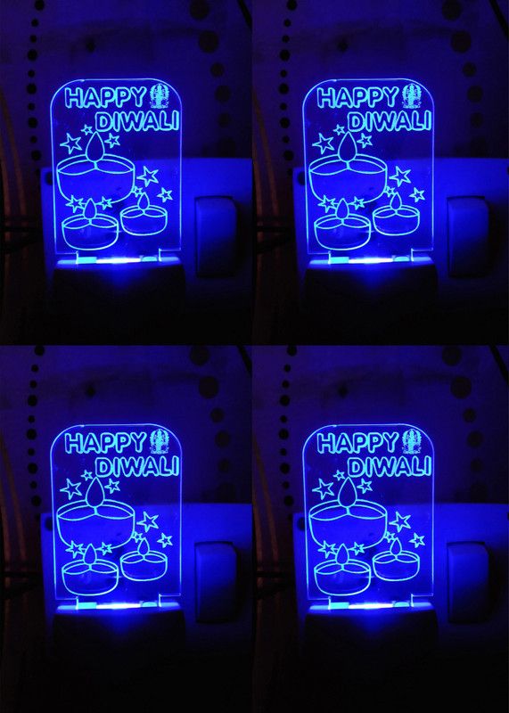 3D Illusion LED Light Night Lights for 7 Colors Led Changing HAPPY DIWALI NIGHT Night Lamp  (11 cm, Multicolor)