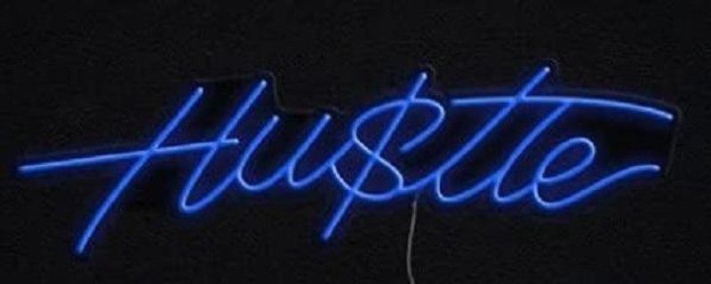 Neon Sign India Hustle Sign with Brightness Controller and Adaptor (11x32) inches Table Lamp  (15 cm, Blue)