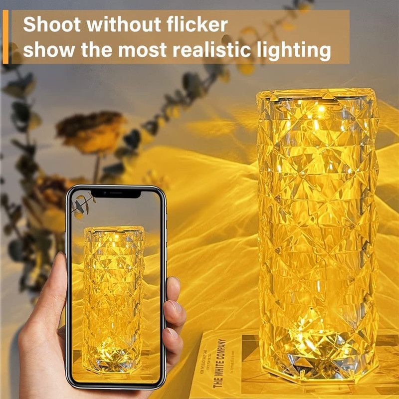 MHAX Crystal Rose Diamond 16 Color RGB Changing Mode LED Night Lights Table Lamp Night Lamp  (8 cm, Multicolor)