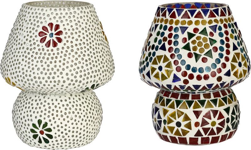 Somil Attractive Colorful Hand Decorative Designer Mosaic Table Lamp Combo Set (Decorative With Beads And Chips) AB48 Night Lamp  (18 cm, Multicolor)