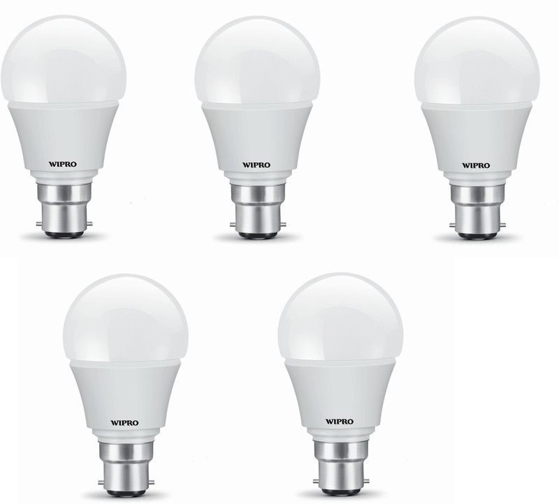 Wipro 5 W Standard B22 LED Bulb  (White, Pack of 5)
